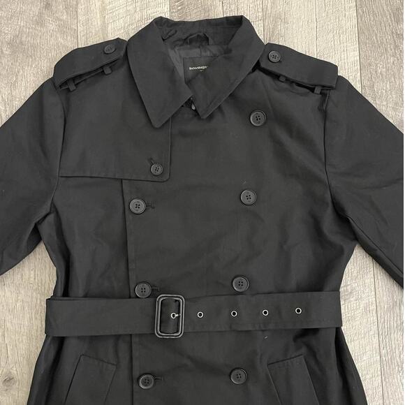 Banana Republic Classic Trench Coat Black Double Breasted Belted - Picture 4 of 9